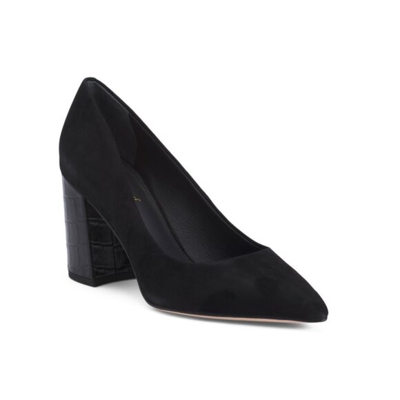 J. MCLAUGHLIN Black Suede Beatrice Pointy Toe Heels